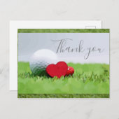Bedankt kaart voor golfer met golfbal en liefde (Voorkant / Achterkant)