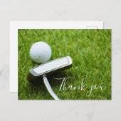 Bedankt kaart voor golfer met golfbal & Putter (Voorkant / Achterkant)