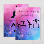 Bedankt kaart voor Gymnastiek Verjaardagsfeest (Voorkant / Achterkant)