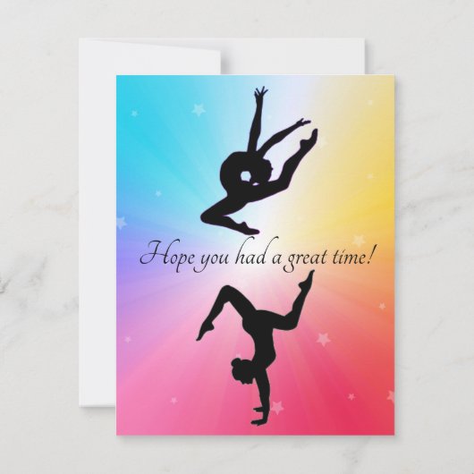 Bedankt kaart voor Gymnastiek Verjaardagsfeest (Achterkant)