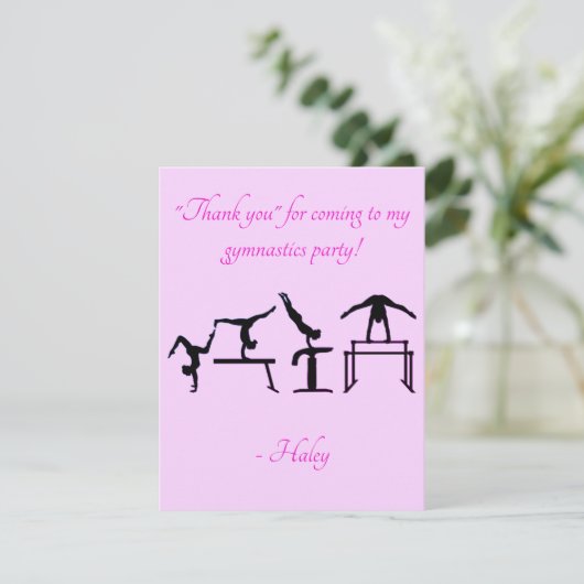 Bedankt kaart voor Gymnastiek Verjaardagsfeest (Staand voorkant)