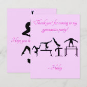 Bedankt kaart voor Gymnastiek Verjaardagsfeest (Voorkant / Achterkant)