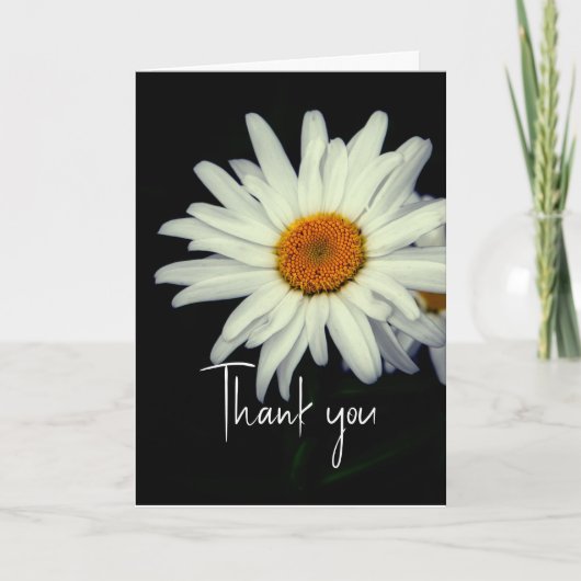 Bedankt kaart White Daisy op zwart (Voorkant)