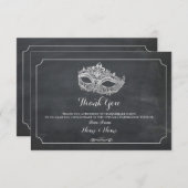 Bedankt Kaarten Masquerade Mask Party Zilver (Voorkant / Achterkant)