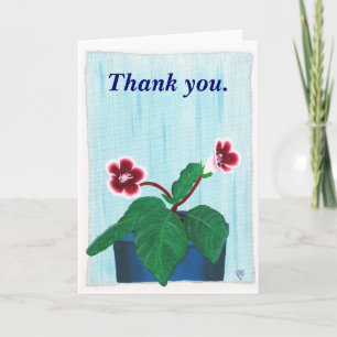 Bedankt, kaarten met een geschilderde gloxinia blo