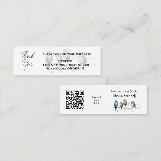 Bedankt Kaartkortingscode QR Verpakking Invoegen Mini Visitekaartje (Voorkant / Achterkant)