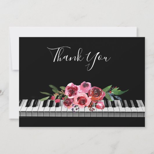 Bedankt kalligrafie Piano Red Roses Boeket (Voorkant)