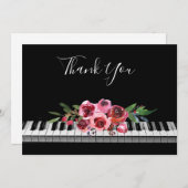 Bedankt kalligrafie Piano Red Roses Boeket (Voorkant / Achterkant)