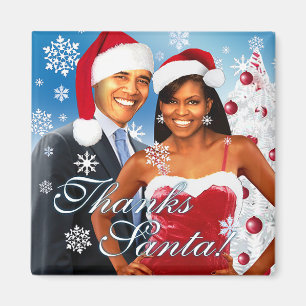 Bedankt kerstman! Barack en Michelle Magnet