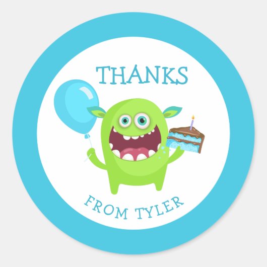 Bedankt Kleine Monster Partij Ronde Sticker (Voorkant)