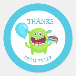 Bedankt Kleine Monster Partij Ronde Sticker