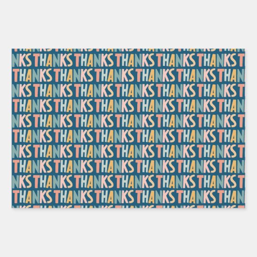 BEDANKT Kleurrijke pastel Handbeletterd Schattige  Inpakpapier Vel (Voorkant 3)