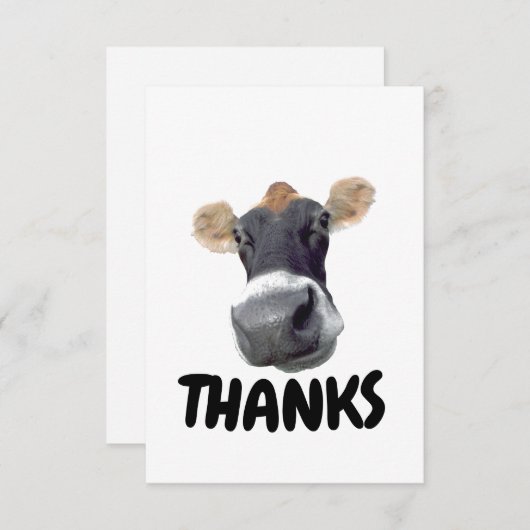 Bedankt, Koe gezicht Bedankkaart (Voorkant / Achterkant)
