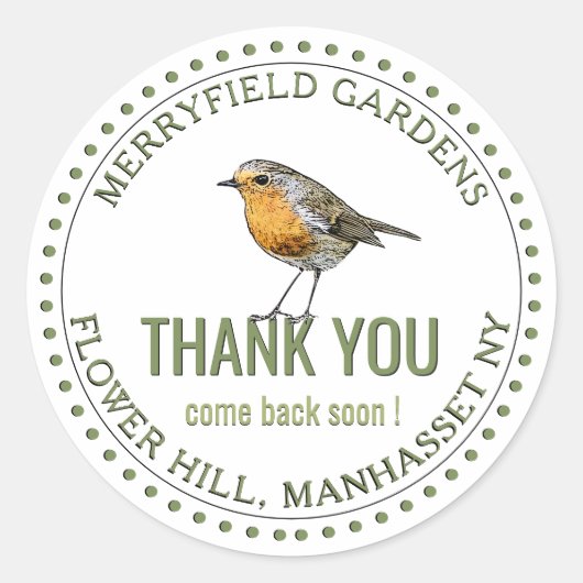 Bedankt, kom snel terug ronde sticker (Voorkant)