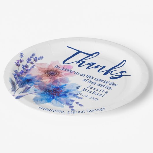 💍Bedankt Korenbloemen en Lavendel Papieren Bordje (Gekanteld)