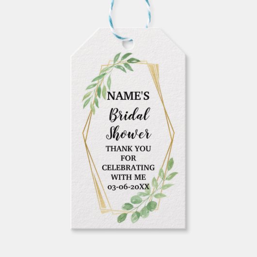 Bedankt Label Leaves Favor Gold Vrijgezellenfeest Cadeaulabel (Voorkant)