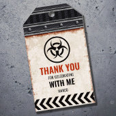 Bedankt label met metalen rooster en klinknagels cadeaulabel