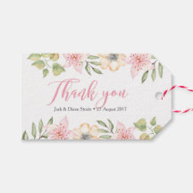 Bedankt labels, Favor labels | Roze & Cream Bloeme