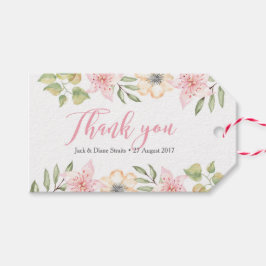 Bedankt labels, Favor labels | Roze & Cream Bloeme Cadeaulabel
