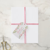 Bedankt labels, Favor labels | Roze & Cream Bloeme Cadeaulabel (Met Touw)