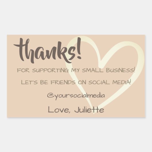 Bedankt Labels Social Media Beige Cream Heart (Voorkant)