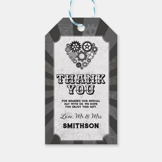 Bedankt Labels Wedding Steampunk Wedding Hearts Cadeaulabel (Voorkant)