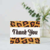 Bedankt Leopard Skin Gold & Brown Wedding Party Briefkaart (Staand voorkant)