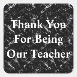 Bedankt leraar Elegant Black White Appreciation Vierkante Sticker