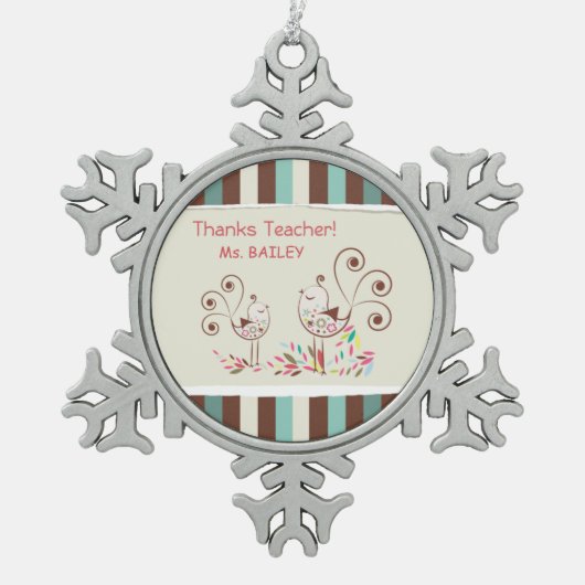 Bedankt leraar, griezelaar tin sneeuwvlok ornament (Voorkant)