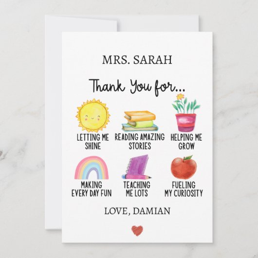 Bedankt Leraar Waardering Gift van Studenten Feestdagenkaart (Voorkant)