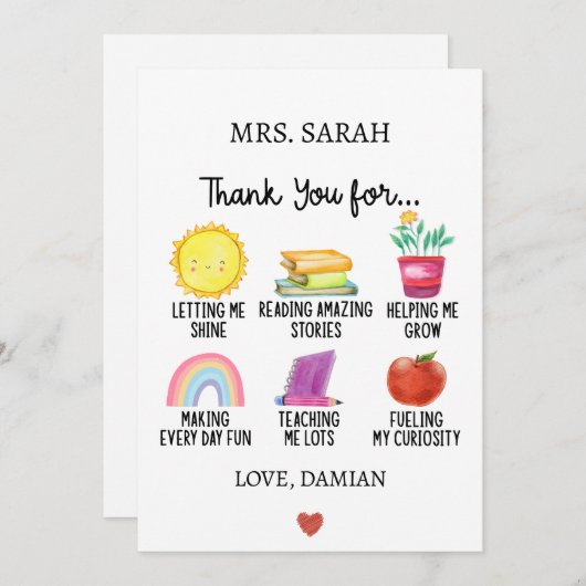 Bedankt Leraar Waardering Gift van Studenten Feestdagenkaart (Voorkant / Achterkant)