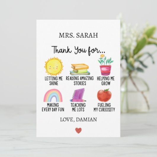 Bedankt Leraar Waardering Gift van Studenten Feestdagenkaart (Staand voorkant)