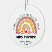 Bedankt Leraar Waardering Rainbow Custom Name Keramisch Ornament (Links)