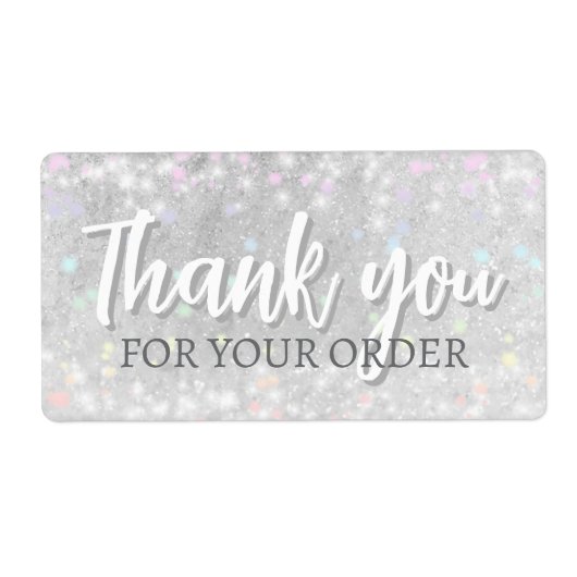 Bedankt Lettering Glitter Sneeuw Ster Etiket (Voorkant)