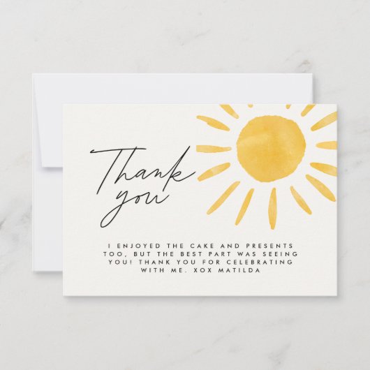 Bedankt leuke leuke waterverf zon verjaardag (Voorkant)