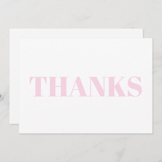 Bedankt lichtroze witte moderne typografische kaar (Voorkant / Achterkant)