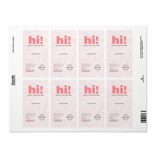 Bedankt Logo Blush Roze Witte Bladeren Doos Zegel Etiket (Full Sheet)