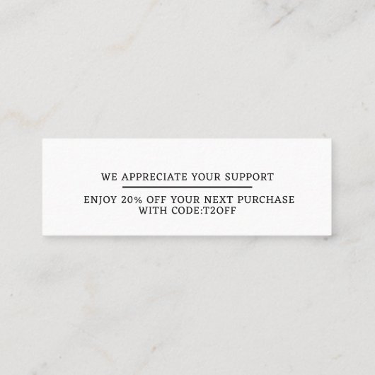 Bedankt Loyalty Discount Script Mini Visitekaartje (Achterkant)