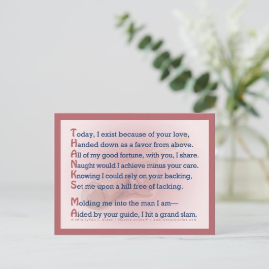 Bedankt, MA (Acrostiek) Briefkaart (Staand voorkant)