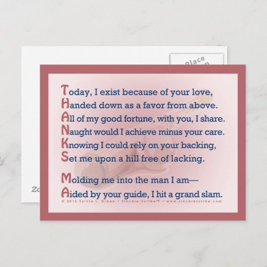 Bedankt, MA (Acrostiek) Briefkaart (Voorkant / Achterkant)