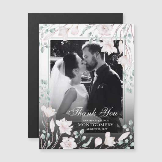 Bedankt Magnolia Eucalyptus Trouwfoto (Voorkant / Achterkant)