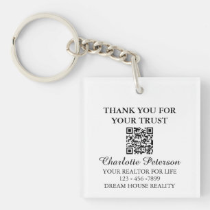 Bedankt Makelaar Sleutelhanger met QR-code