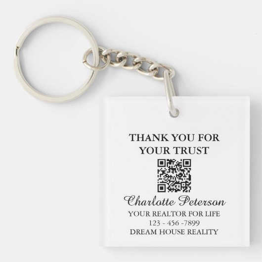 Bedankt Makelaar Sleutelhanger met QR-code (Voorkant)