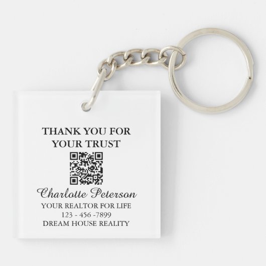 Bedankt Makelaar Sleutelhanger met QR-code (Achterkant)