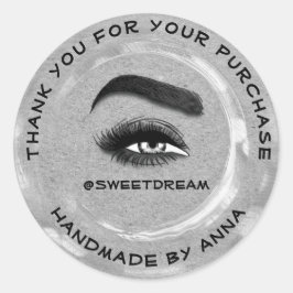 Bedankt Makeup Artist Lash Cleaner Logo Silver Gra Ronde Sticker