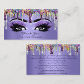 Bedankt Makeup Brow Eyelash Drift Paars Silver Visitekaartje (Voorkant / Achterkant)
