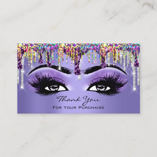 Bedankt Makeup Brow Eyelash Drift Paars Silver Visitekaartje (Voorkant)