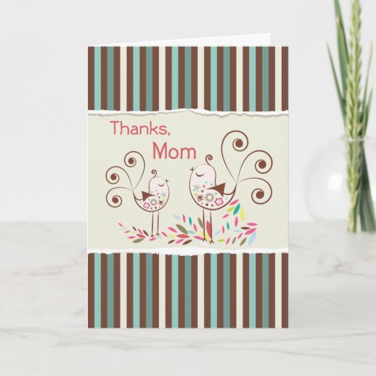 Bedankt Mam, Cute Birds on Stripes (Voorkant)