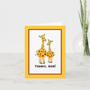 Bedankt Mam Cute Giraffe Illustration Kaart