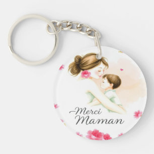 Bedankt mam - Emotional Watercolor Illustration fo Sleutelhanger